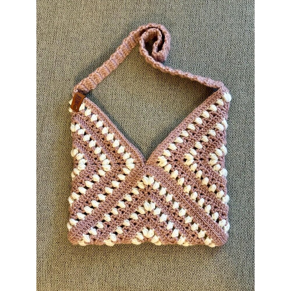 Glitter pink and cream white shoulder bag